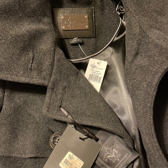 NWT MACKAGE XS Raffy Wool Cashmere Double Breasted Peacoat w/ Leather Details - Picture 10 of 15